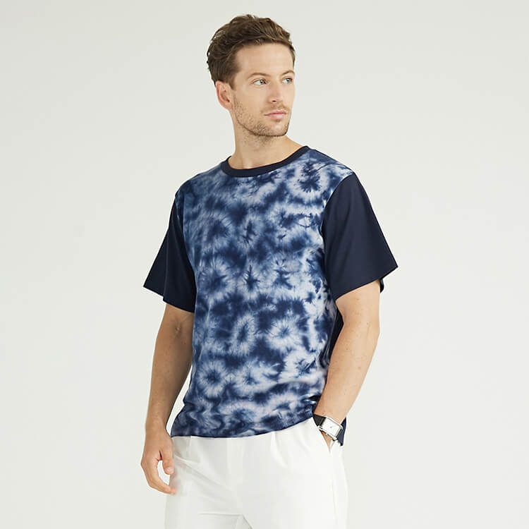 Benutzerdefinierte Herren-T-Shirts aus 100 % Bio-Baumwolle mit Batikdruck