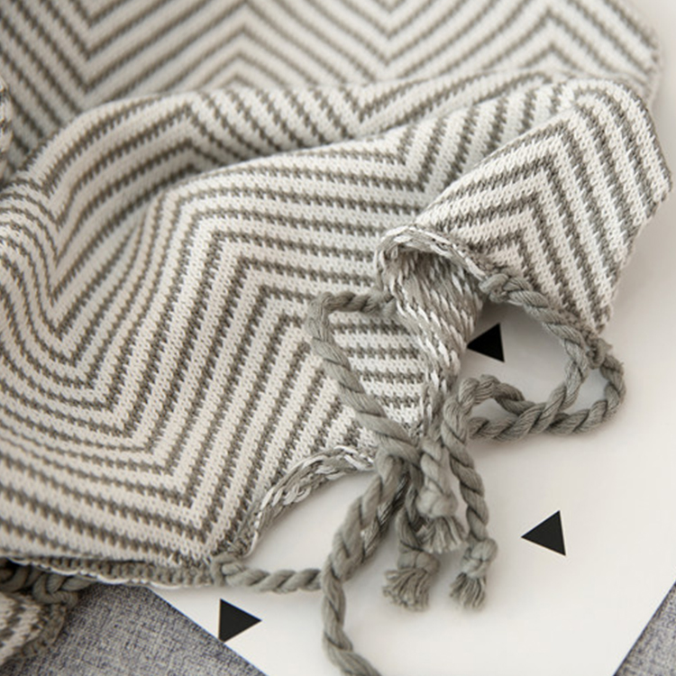 Benutzerdefinierte nordische Art 100 % Baumwolle Intarsien stricken Fischgräten-Überwurfdecke