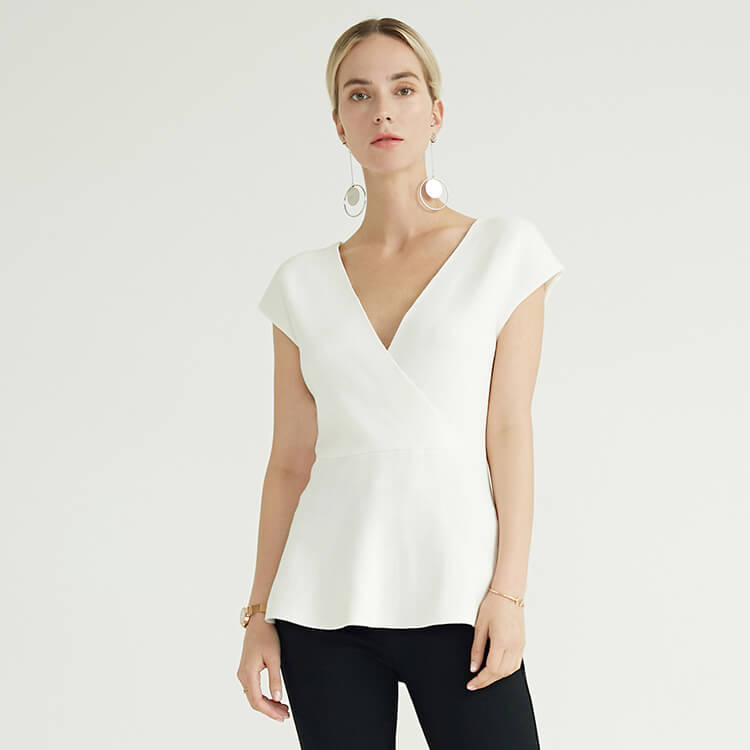 Neue Art-Art- und Weiseeinfarbige weiße Weste-Strickwaren-Frauen-Pullover