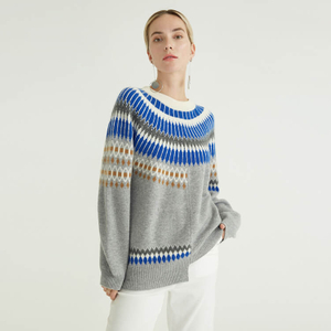 Vintage bestickte gestrickte Farbblock gestrickte Frauen Pullover Pullover