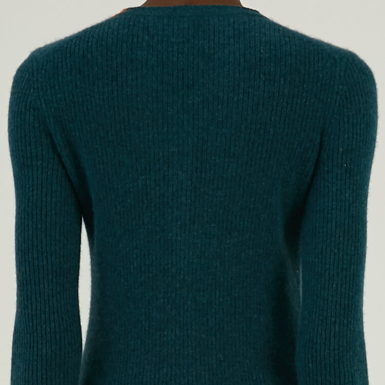 Benutzerdefinierte 100 % Kaschmir-Kragen Colorblock Design Rib Button Up Pullover Pullover