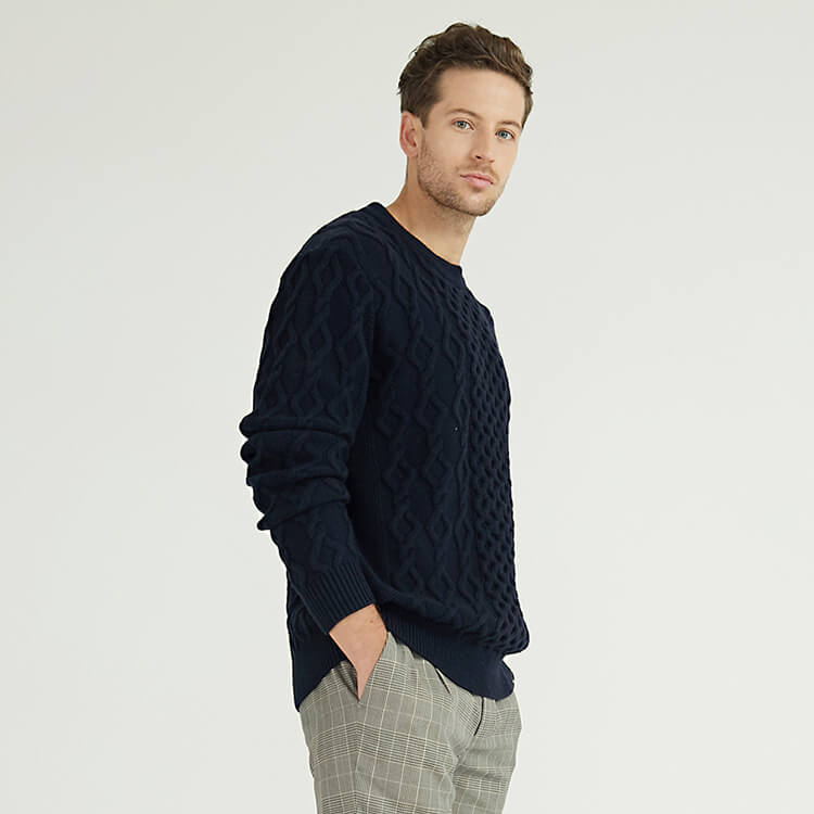 Rundhals bedruckte lange Ärmel Rundhalsausschnitt Winter-Baumwoll-Strickpullover für Männer