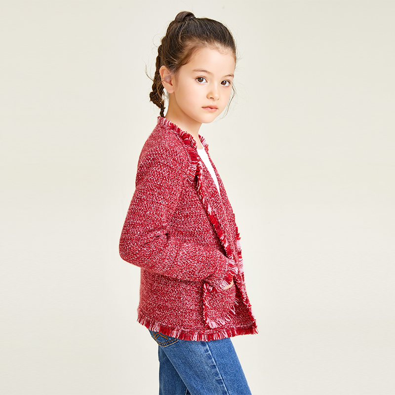 Little Fragrant Red Classic Design Langarm-Strickjacke für Mädchen