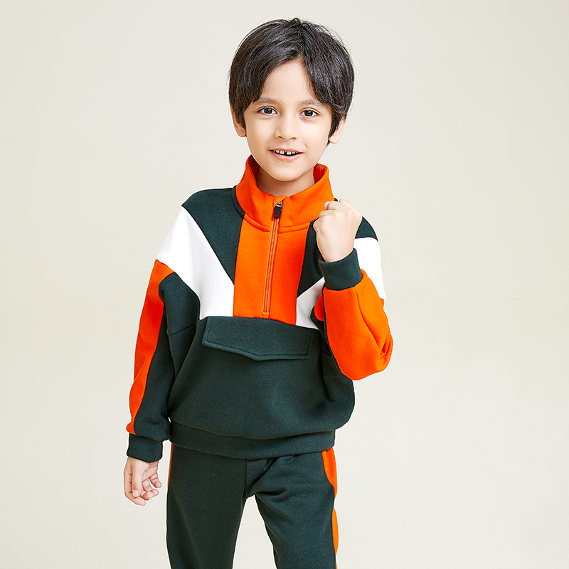 Mehrfarbiger Splicing-Pullover mit Reißverschlussleiste für Jungen