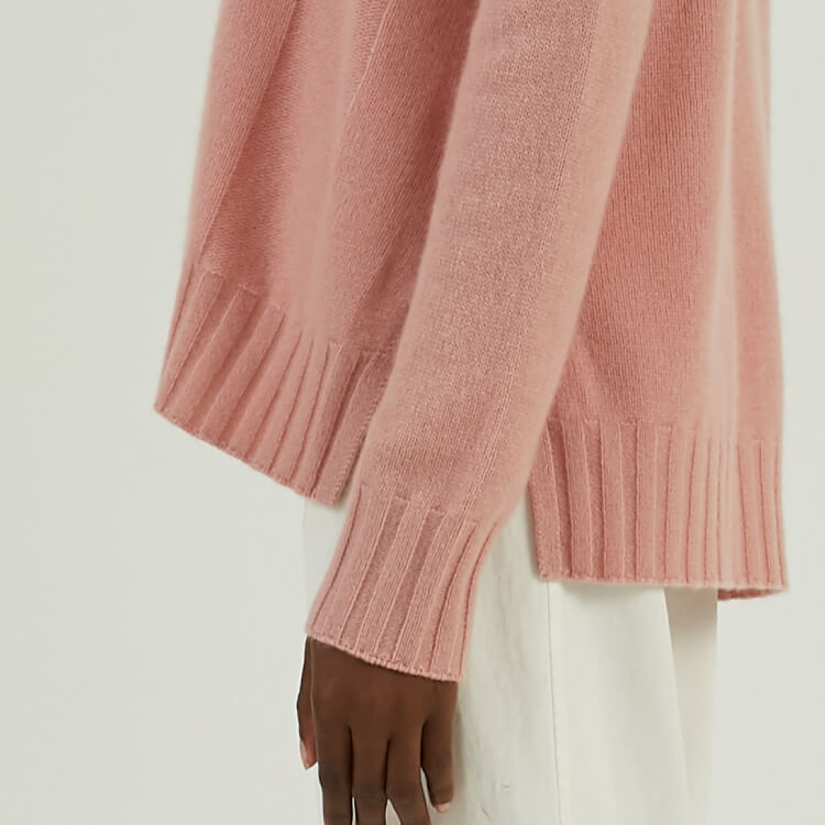 Benutzerdefinierte Winter 100% Baumwolle V-Ausschnitt Drop Schulter Ärmel Strickpullover Pullover